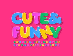 Vector colorful Cute and Funny Font. Kids Alphabet Letters and Numbers.