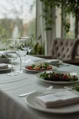 served table in restaurant