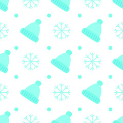 Mitten seamless pattern in blue colors