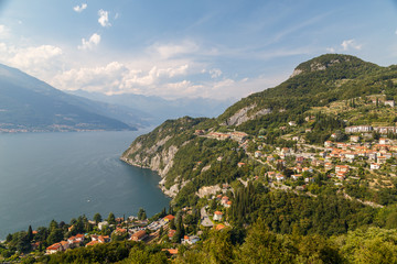Fototapeta na wymiar View to Como lake from above, Italy