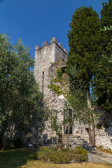 Fototapeta premium VEZIO / ITALY - JULY 2015: Medieval castle of Vezio on Como lake, Italy