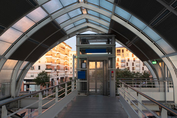 Elevator in a metro station in the Paris region in France