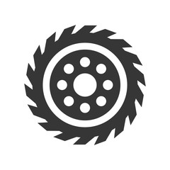 Black and white gear icon illustration with white background