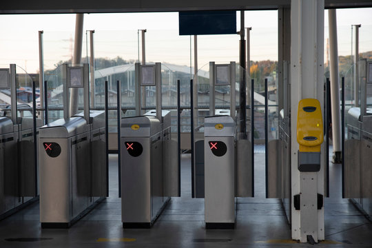 Control Turnstile At The Entrance Of A Parisian Metro Station In France