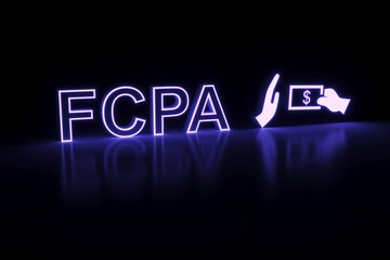 FCPA neon concept self illumination background 3D illustration