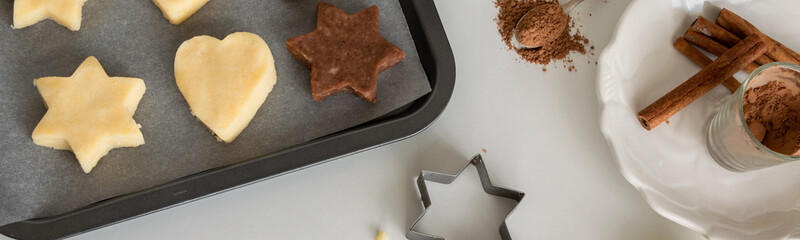 Preparing healthy biscuit with rice flour. Homemade, holiday bakery themes