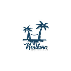 Beach. island logo design inspiration Vector 