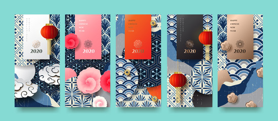 Happy new year.2020 Chinese New Year Greeting Card, poster, flyer or invitation design.Vector illustration.