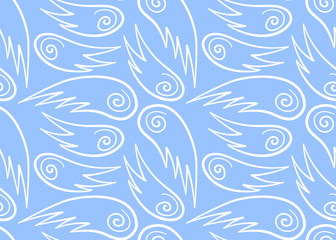 Seamless pattern with white line bird wings
