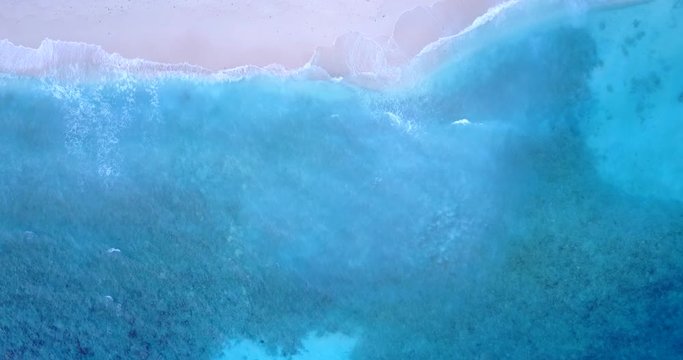 Pristine Clear Transparent Waves Of The White Sand Beach Island Of Tahiti - Aerial Shot
