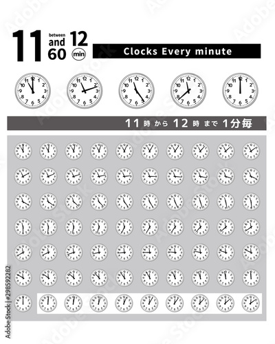 シンプル 時計 11時 1分 1分毎 5分 45分 30分 60分 銀縁 シルバー フレーム 立体的 Wall Mural Unity Design