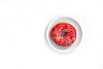 Beautiful juicy donut with a sweet cream..Cupcake on white Background for kitchen design.