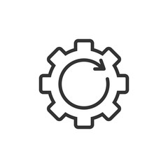 Recovery gear icon in flat style. Repeat vector illustration on white isolated background. Rotation business concept.