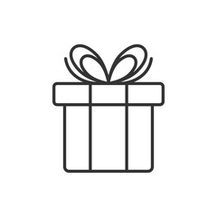Gift box icon in flat style. Present package vector illustration on white isolated background. Surprise business concept.