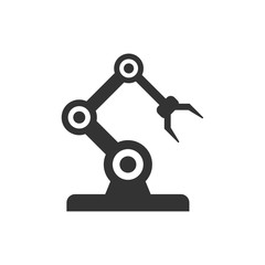 Robot arm icon in flat style. Mechanic manipulator vector illustration on white isolated background. Machine business concept.
