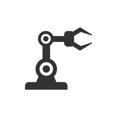 Robot arm icon in flat style. Mechanic manipulator vector illustration on white isolated background. Machine business concept.