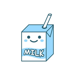 Cute milk icon in flat style. Milkshake vector illustration on white isolated background. Cartoon funny container business concept.