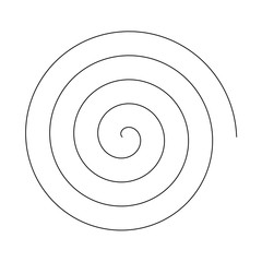 Line in circle form. Single thin line spiral goes to edge of canvas. Vector illustration