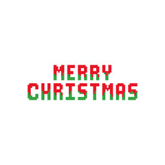 Pixel Merry Christmas text design.8bit