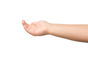Child's hand isolated on white background