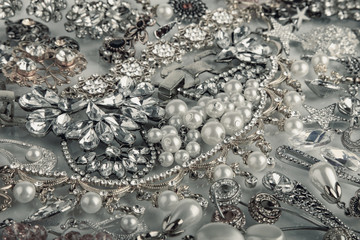 Beautiful fashion jewelry with precious stones, pearls and diamonds  for women. Many precious shiny...