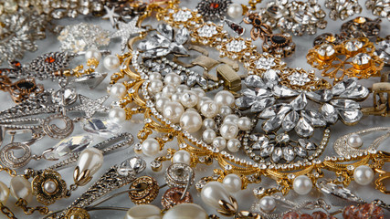 Beautiful fashion jewelry with precious stones, pearls and diamonds  for women. Many precious shiny...