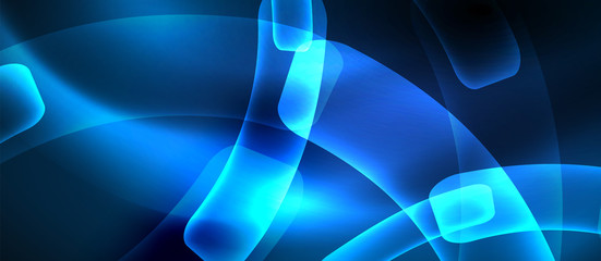 Neon abstract waves background. Shiny lights on bright colors with design elements. Futuristic or technology template illustration, hi-tech concept