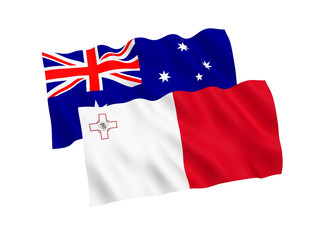 Flags of Australia and Malta on a white background