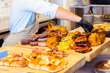 Table served with various dishes and appetizers