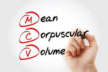 Fototapeta premium MCV - Mean Corpuscular Volume acronym with marker, concept background