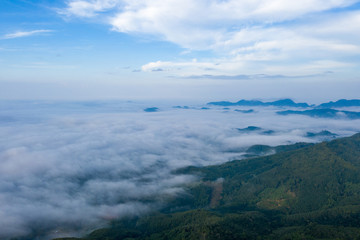 Fototapeta na wymiar Landscape of Morning Mist with Mountain Layer.