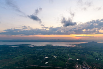 Landscape sunrise and Pa Sak Jolasid Dam, Lopburi Thailand