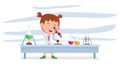 Obraz premium The girl doing fun science in school.