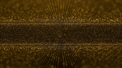 Futuristic virtual stage golden particles and elegance lights abstract glittering pattern for stage...