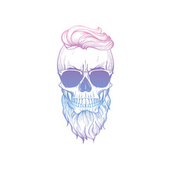 Angry skull with cirly hairstyle