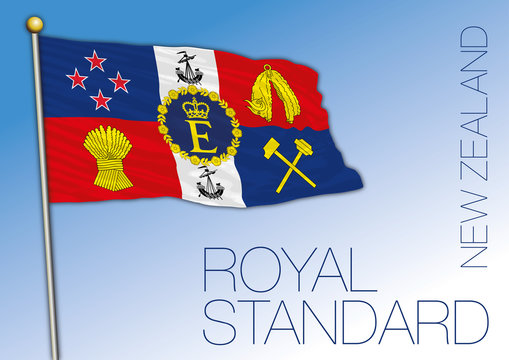 New Zealand, official royal standard, flag of the Queeen Elizabeth II, vector illustration