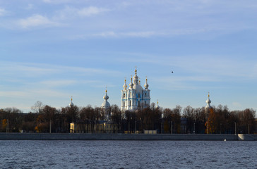 Smolny Cathedral, Saint Petersburg, Russia. 