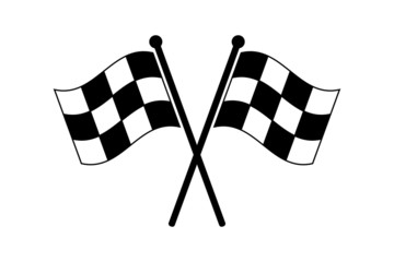 Finishing Racing Flags. Flat Vector Icon. Simple black symbol isolated on white background