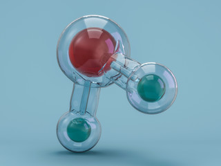Water molecule. Ecology, biology and biochemistry concept. 3D