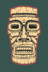 Hawaiian tiki mask. hand drawn design element. vector illustration