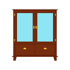 Wardrobe closet vector icon furniture shelf. Clothe cabinet interior cartoon storage. Cupboard fashion wooden drawer