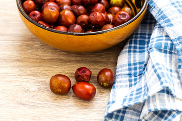 Jujube. Fresh jujube in morocco bowl on wood table