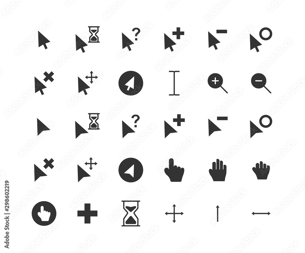 Poster cursor solid icon set. vector and illustration.