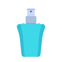 Perfume bottle care cosmetics liquid container vector icon flat. Closeup retro aromatic women green glass sign