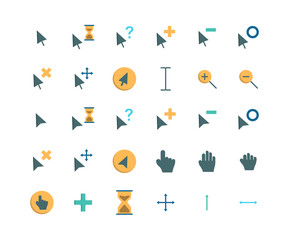 Cursor flat icon set. Vector and Illustration.