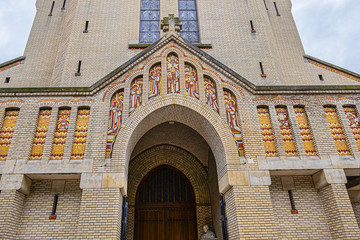 View of Saint-Leon church. Saint-Leon is a parish church located in the 15th arrondissement of at...
