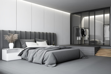 White panel bedroom corner with wardrobe