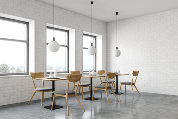 White brick loft restaurant corner