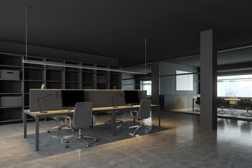 Stylish dark gray office workplace