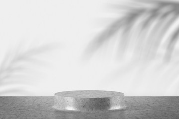 Shelf for your product near white wall